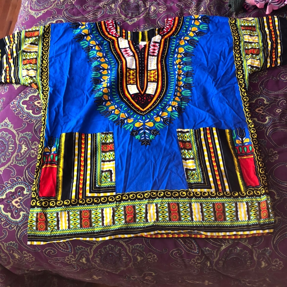 Dashiki, blue one size fits all
